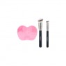 MissLady - Silicone Makeup Brush Cleaner - 1pc (15.5cm X 11.5cm) - Pink X MissLady - Foundation & Concealer Brush Set - 2pcs/1 Set