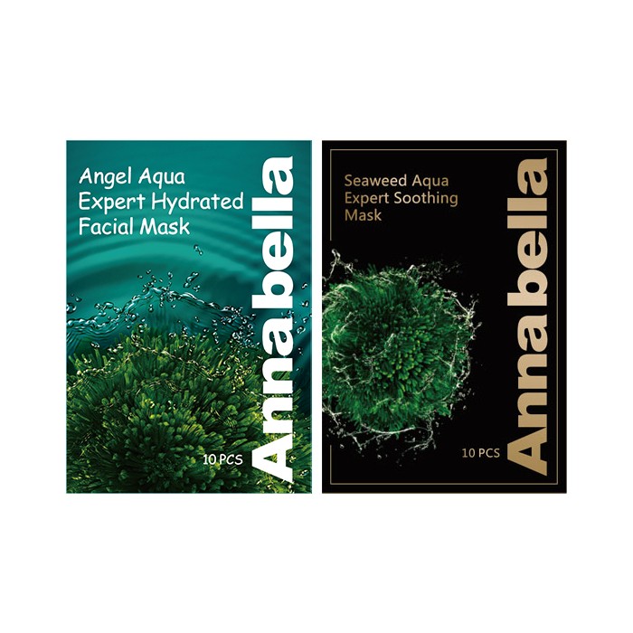 Annabella - Angel Aqua Expert Hydrated Facial Mask - 10pc (1ea) & Annabella - Seaweed Aqua Expert Soothing Mask - 10pc (1ea)