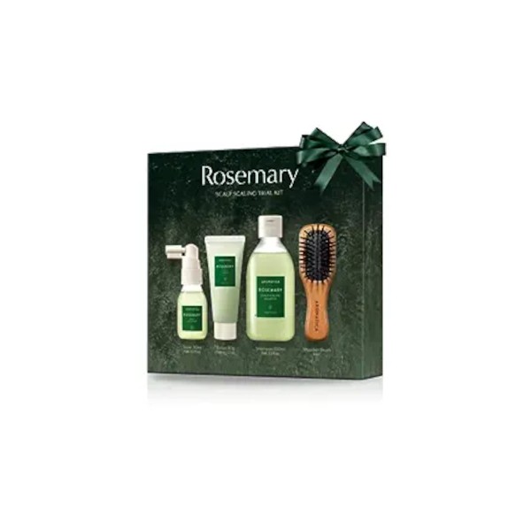 aromatica - Rosemary Scalp Scaling Trial Kit (With Mini Wooden Hair Brush) - 1set(4items)