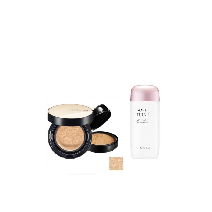 MISSHA - All-Around Safe Block Soft Finish Sun Milk SPF50+ PA+++ - 70ml X Jung Saem Mool - Essential Skin Nuder Cushion - 14g+14g - Light