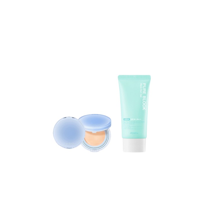 A'PIEU - Pure Block Aqua Sun Gel SPF50+ PA+++ X Romand - Bare Water Cushion - 20g - 21 Natural