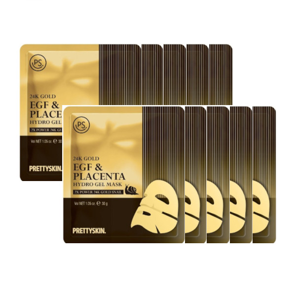 PRETTYSKIN - 24K Gold EGF & Placenta Hydro Gel Mask - 10pcs