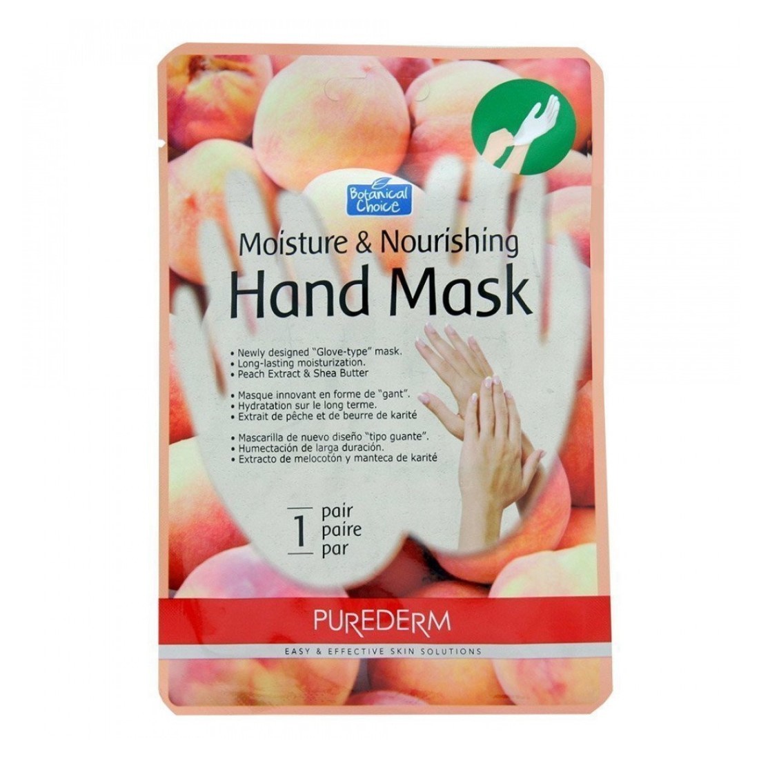 PUREDERM - Moisture & Nourishing Hand Mask - Peach - 1pair