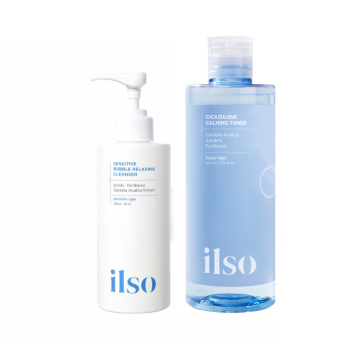 ILSO - Sensitive Bubble Relaxing Cleanser - 200g + Cicazulene Calming Toner - 300ml Set