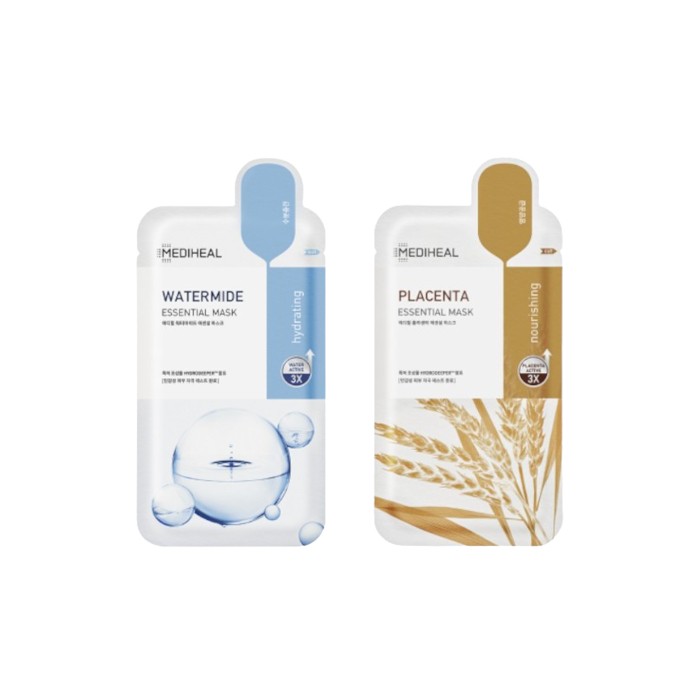 Mediheal - Watermide Essential Mask - 10pcs + Placenta Essential Mask - 10pcs Set
