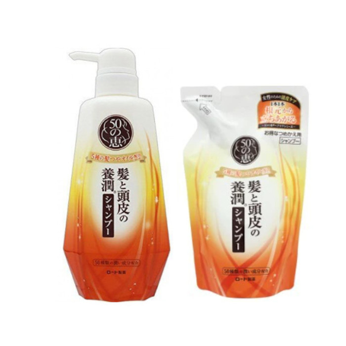 Rohto M entholatum - 50 Megumi Aging Hair Care Shampoo - White Orange & Refill Set