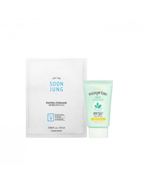 Etude House Sunprise Mild Watery Light Sunscreen SPF 50+ PA++++ - 50g (1ea) + Soon Jung Panthensoside Sheet Mask - 5pcs Set