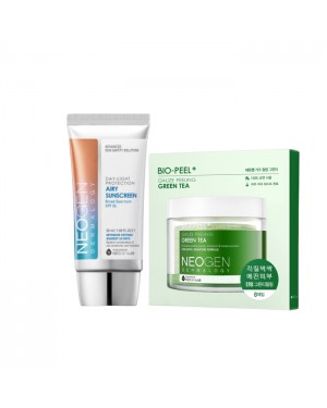 NEOGEN Dermalogy Bio-Peel Gauze Peeling - Green Tea - 8ea + Day-Light Protection Airy Sunscreen SPF50+ - 50ml (1ea) Set