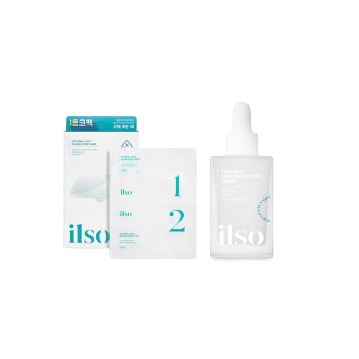 ILSO - Natural Mild Clear Nose Pack - 5ea + Moringa Tightening Pore Serum - 30ml