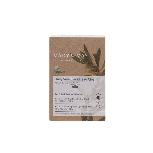 Mary&May - Daily Safe Black Head Clear Nose Mask - Step1 (3.5g) X 10 EA +Step2 (3.5g) X 10 EA