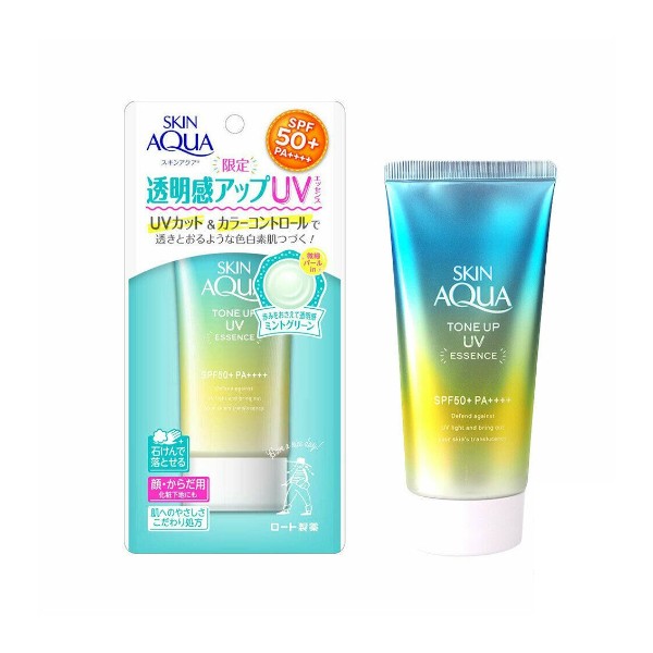 [Deal] Rohto Mentholatum  - Skin Aqua Tone Up UV Essence SPF 50+ PA++++ - Mint - 80g - Green