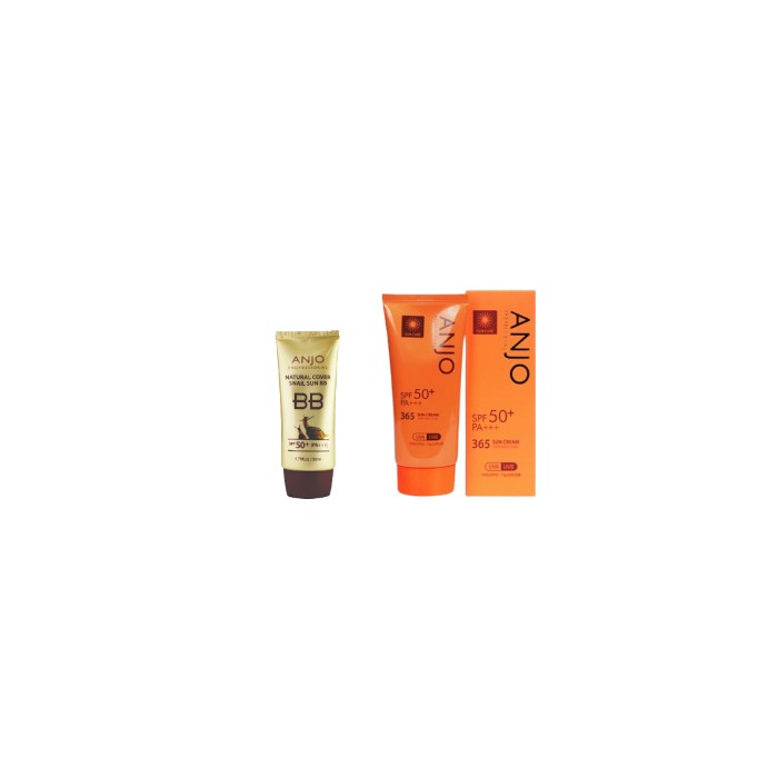 ANJO - 365 Sun Cream SPF50+ PA+++ - 70g (1ea) + Natural Cover Snail Sun BB Cream SFP50+ PA+++ - 50ml (1ea) Set