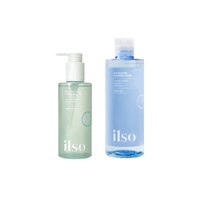 ILSO - Natural Mild Cleansing Oil - 200ml + Cicazulene Calming Toner - 300ml Set