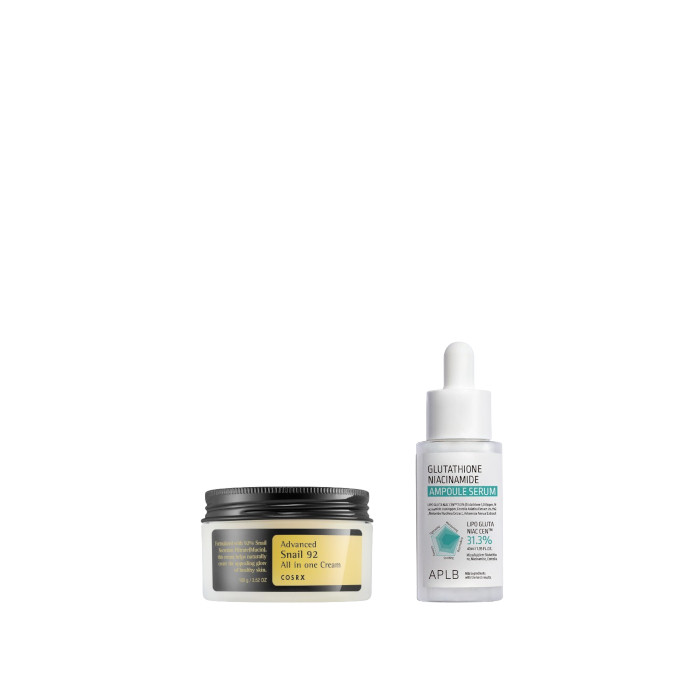 COSRX - Advanced Snail 92 All In One Cream - 100g + APLB - Glutathione Niacinamide Ampoule Serum - 40ml Set