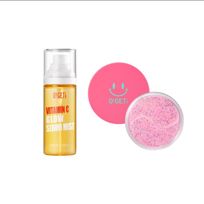 OGETi - Vitamin C Glow Serum Mist - 80ml + Pink Collagen Hydrogel Eye Patch - 32pcs Set