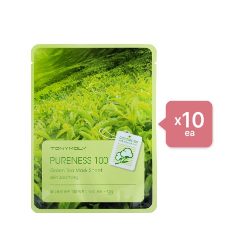 Tonymoly - Pureness 100 Mask Sheet - Green Tea (10ea) Set - India green