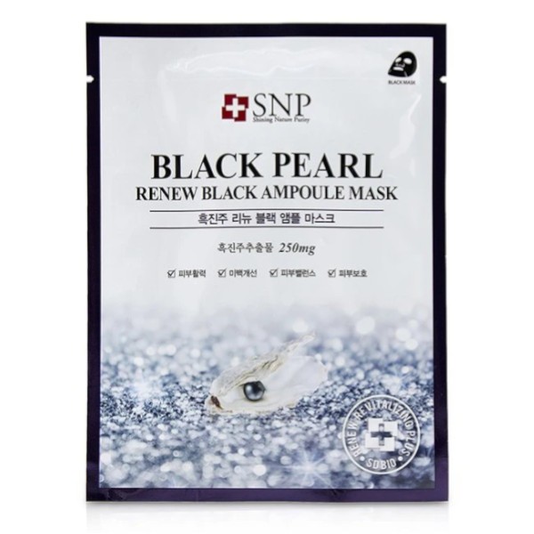 SNP - Black Pearl Renew Black Ampoule Mask - 10pcs