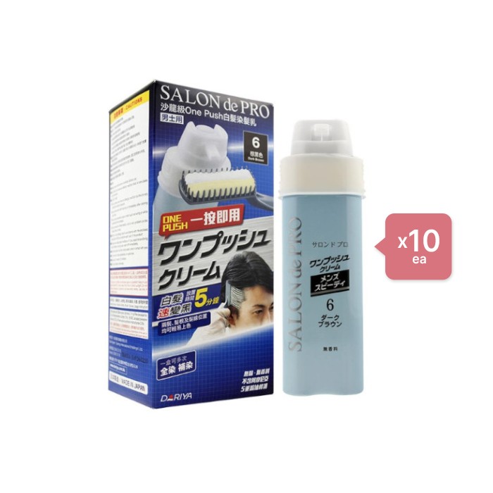 Dariya - Salon de Pro One Push Cream Type Hair Color - 1set - #6 Dark Brown (10ea) Set