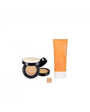 A'PIEU - Pure Block Natural Daily Sun Cream SPF45 PA+++ - 100ml X Jung Saem Mool - Essential Skin Nuder Cushion - 14g+14g - Medium