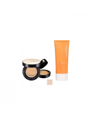A'PIEU - Pure Block Natural Daily Sun Cream SPF45 PA+++ - 100ml X Jung Saem Mool - Essential Skin Nuder Cushion - 14g+14g - Fair-Light