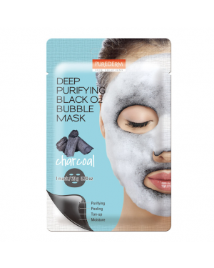 PUREDERM - Deep Purifying Black O2 Bubble Mask - Charcoal - 1pc