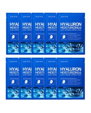 SOME BY MI - Hyaluron Moisturizing Glow Luminous Ampoule Mask (Water) - 10pcs