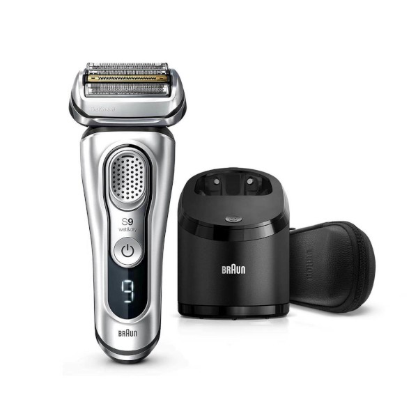 Braun - Series 9 Wet & Dry Shaver (100-240V) with Clean and Charge Station and Leather Travel Case - 1pc