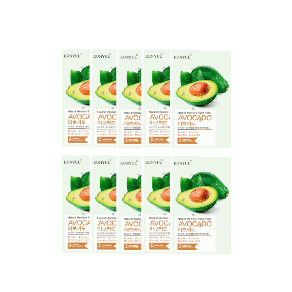 EUNYUL - Natural Moisture Mask Pack - Avocado - 10pcs
