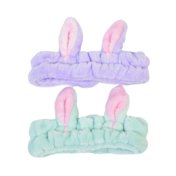 MINGXIER - Rabbit Ear Coral Fleece Face Wash Headband (Random Colour) - 1pc