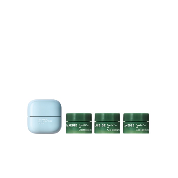 LANEIGE - Water Bank Blue Hyaluronic Eye Cream - 25ml (1ea) + Cica Sleeping Mask - 10ml (3ea) Set