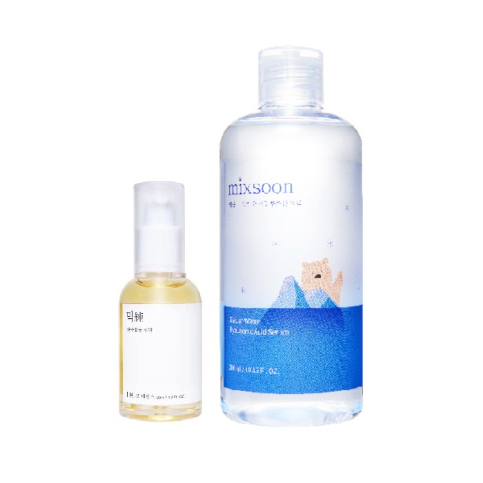 mixsoon - Bean Essence - 50ml (1ea) + Glacier Water Hyaluronic Acid Serum - 300ml (1ea) Set