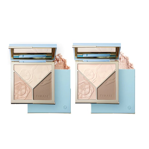 Timage - Matte & Shimmer Highlighter Contour Palette With Puff - 17g
