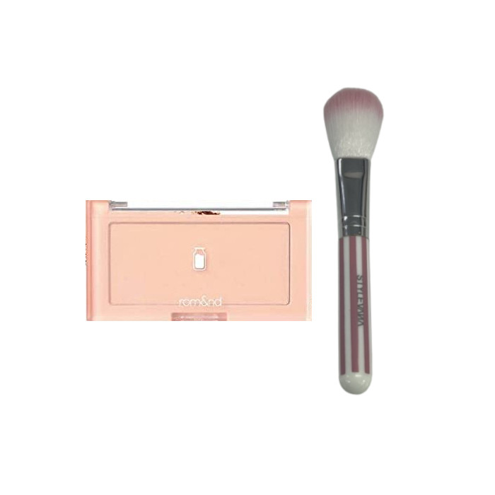 Romand - Better Than Cheek Milk Series (2022 New Version) - 4g - W03 Apricot Milk (1ea) + MissLady - Cheek Brush - Pink and White (1ea)Set