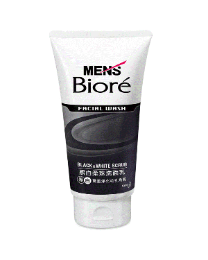 Kao - Men's Biore Nettoyant pour le visage exfoliant noir et blanc - 100g