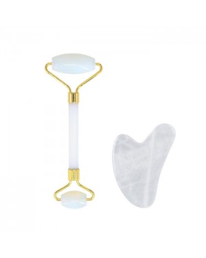 MissLady - Face Roller with Scraping Board Gua Sha Massage (Heart-shaped) Set - White