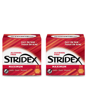 STRIDEX - Alcohol Free Maximum Pads (2% Salicylic Acid) RED - 55pcs (2ea) Set