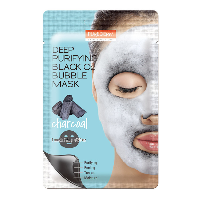 PUREDERM Deep Purifying Black O2 Bubble Mask Charcoal 1pc