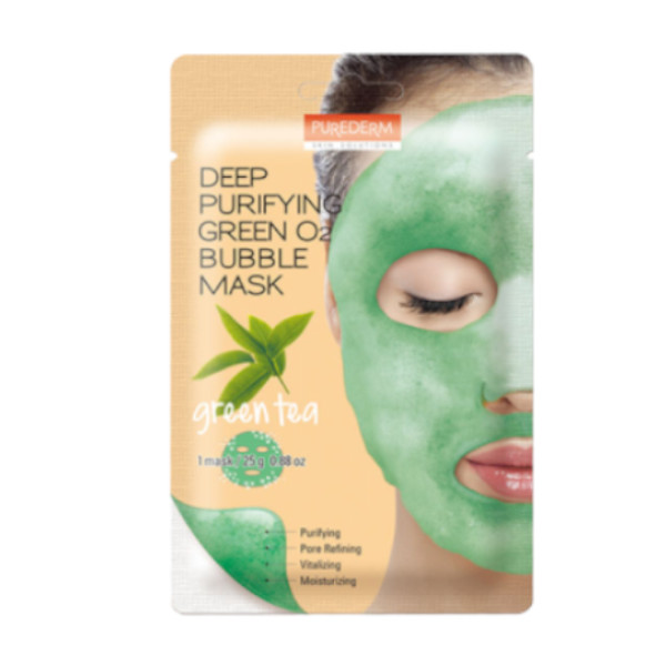 PUREDERM Deep Purifying Black O2 Bubble Mask Green Tea 1 pc
