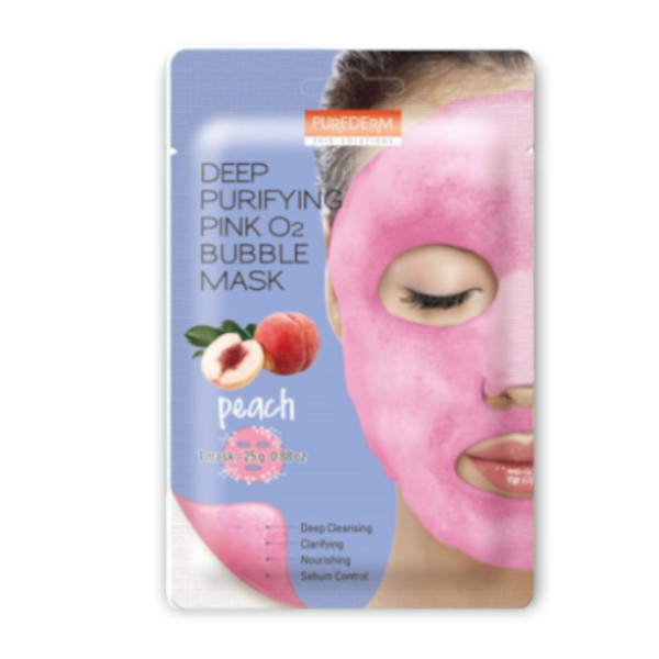 PUREDERM Deep Purifying Black O2 Bubble Mask Peach 1 pc