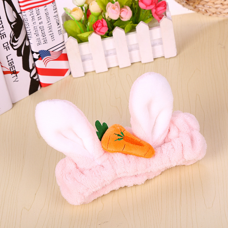 Stylevana Rabbit Ear with Carrot Facial Headband Light PinkOne Size