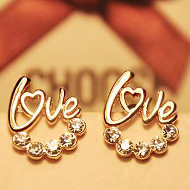 Stylevana Rhinestone Lettering Earrings GoldOne Size