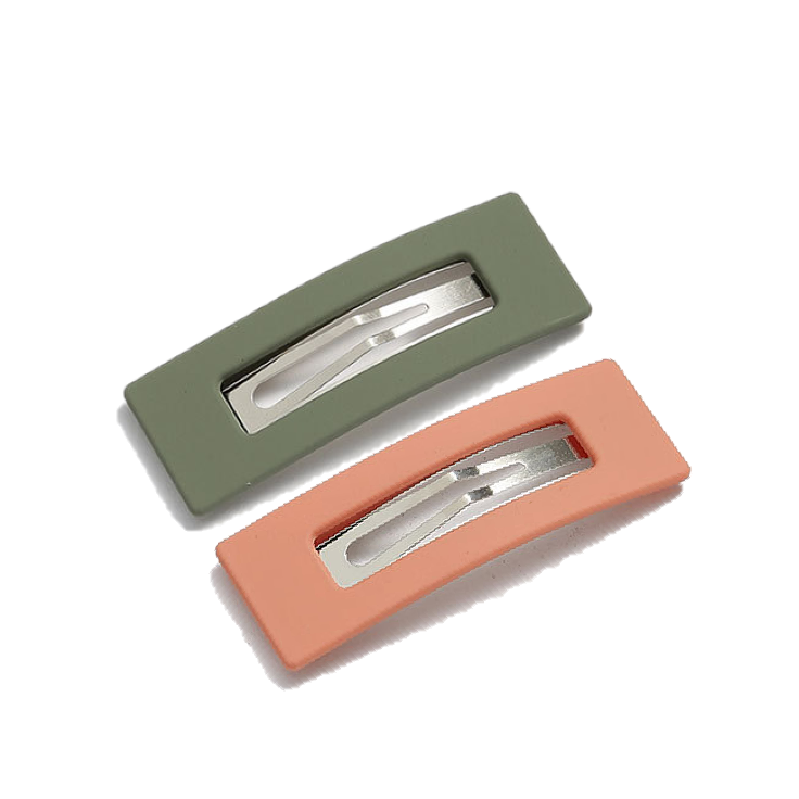 Stylevana Set of 2 Matte Rectangle Hair Clip Light Orange and khakiOne Size