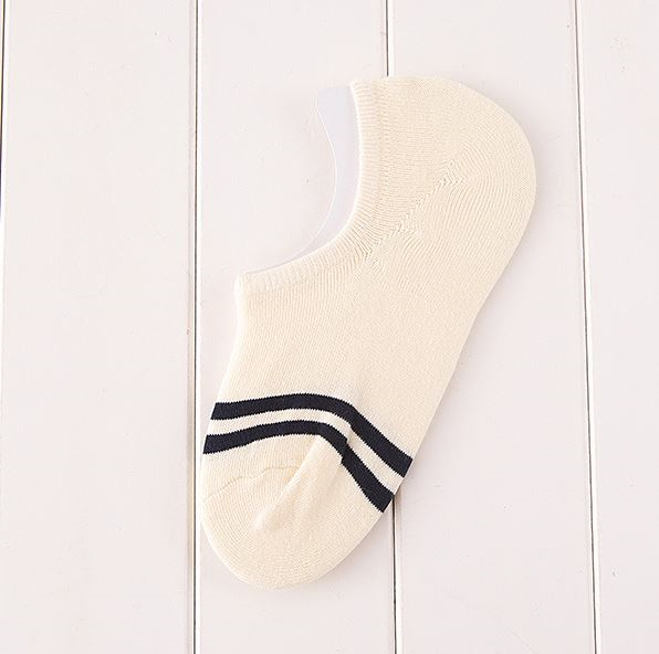 Stylevana Striped Non Slip Striped Invisble Socks CreamOne Size