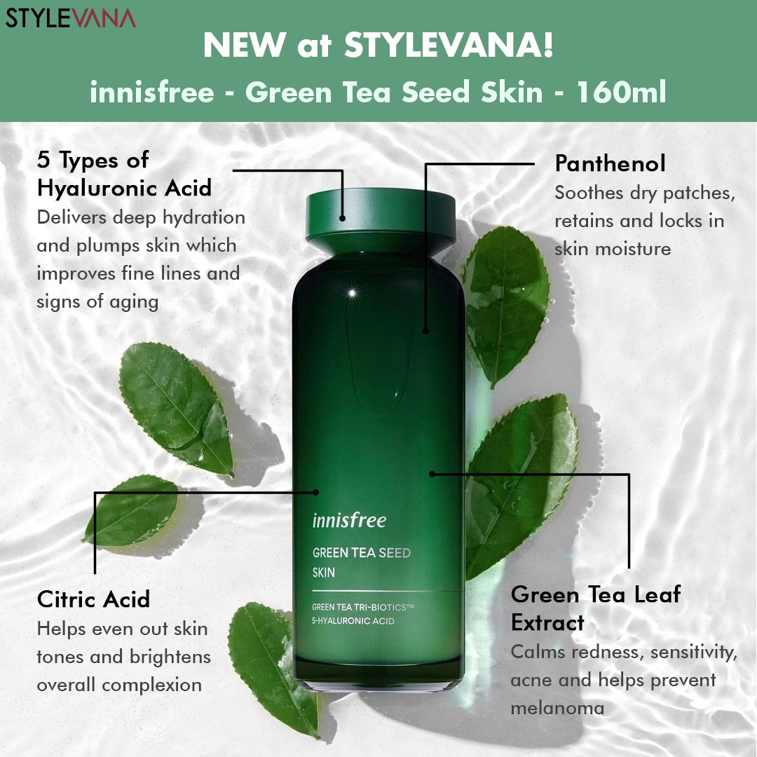 IT IS HERE!  Innisfree's Green Tea Seed Skin is now on our virtual shelf! Perfect for all skin types, this watery toner from the best-selling collection delivers lightweight but intensive hydration, all while leaving your skin looking and feeling ref...