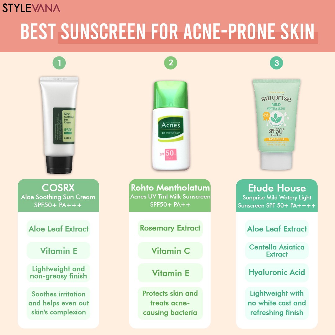 Sunscreen picks for all the acne-prone skins out there  Brush on SPF with these lightweight , *acne-prone-skin-loving* sunscreens that you can use every day for every occasions ️🤩 Stock up now at our link in bio!