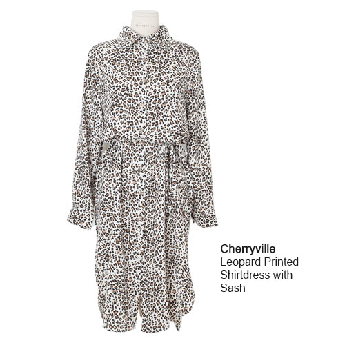 Cherryville - Leopard Printed Shirtdress with Sash 