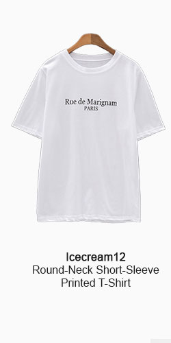  Icecream12 - Round-Neck Short-Sleeve Printed T-Shirt 