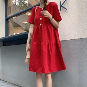 MissLady - Buttoned Short-Sleeve Dress